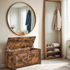 Farmhouse Style Storage Chest and Bench with Safety Hinges - Versatile Storage Solution for Entryway, Bedroom, and Living Room
