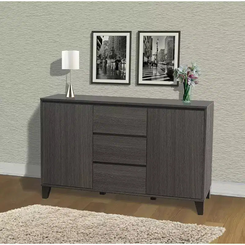 Kings Brand Furniture  Wood Buffet Server Cabinet Console Table, Oak Gray