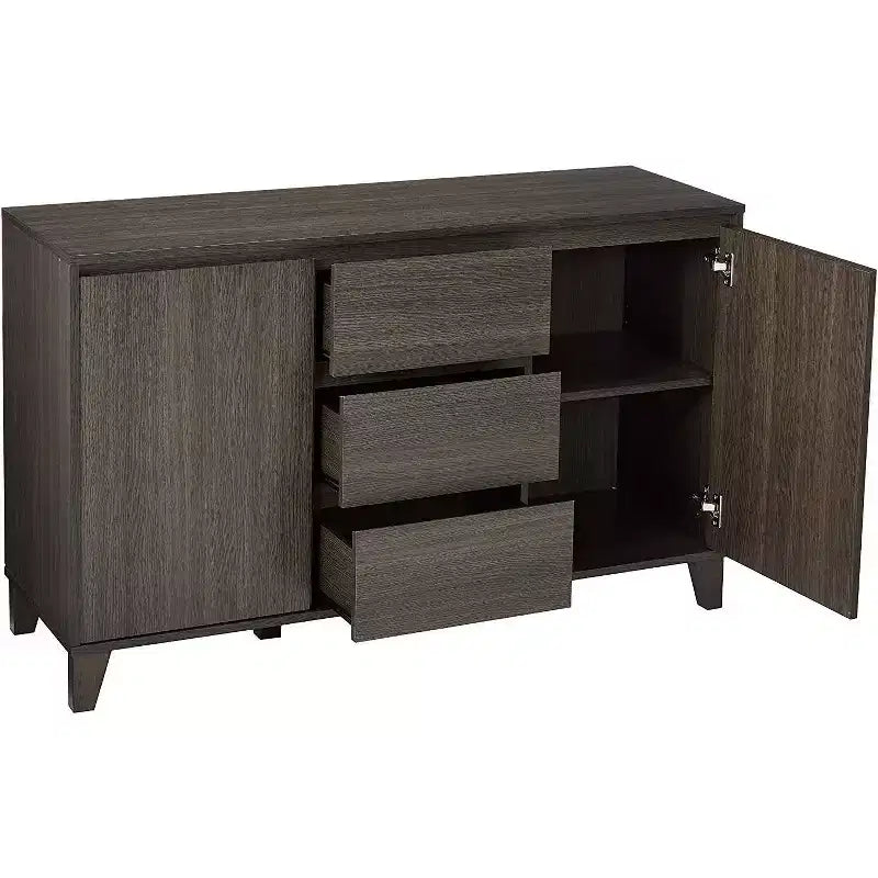Kings Brand Furniture Credenza da buffet in legno con tavolo consolle, Quercia Grigia