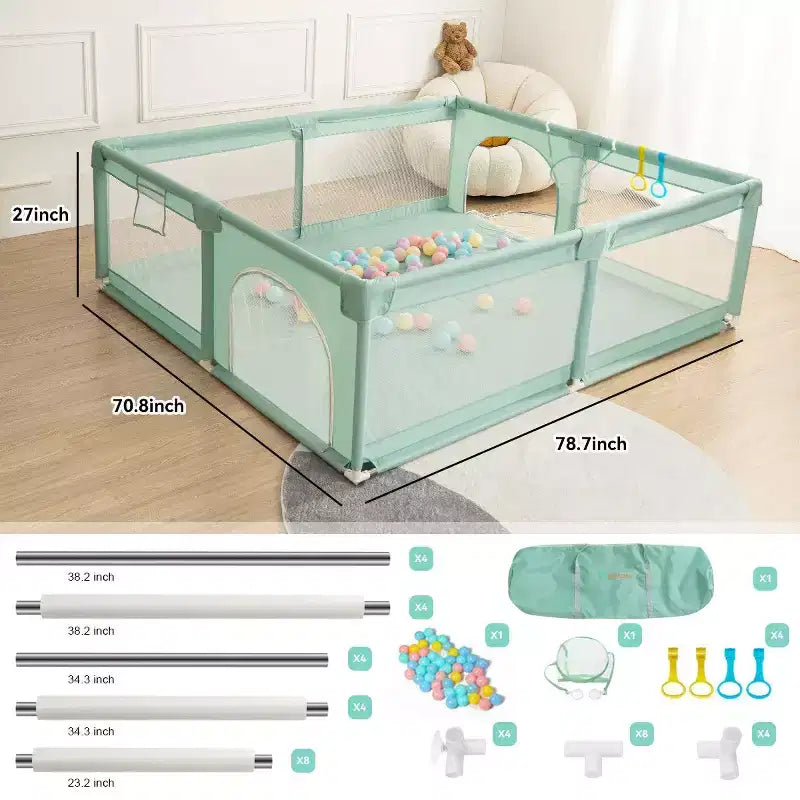 GOTGELIF Box per Bambini 4 Pannelli 79x71 Ampio e Sicuro Box Portatile