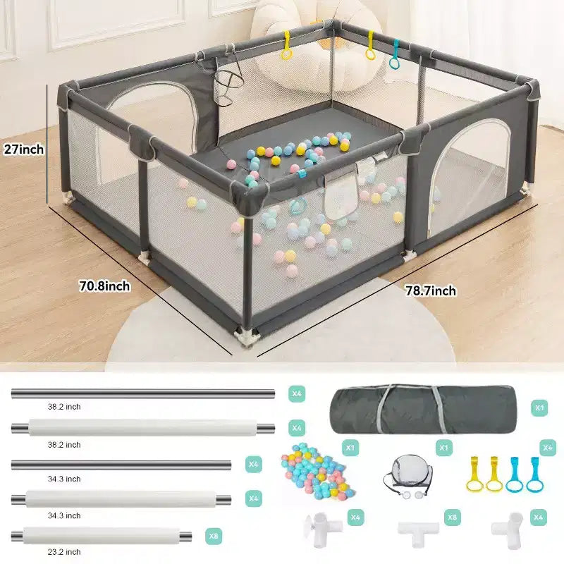 GOTGELIF Box per Bambini 4 Pannelli 79x71 Ampio e Sicuro Box Portatile