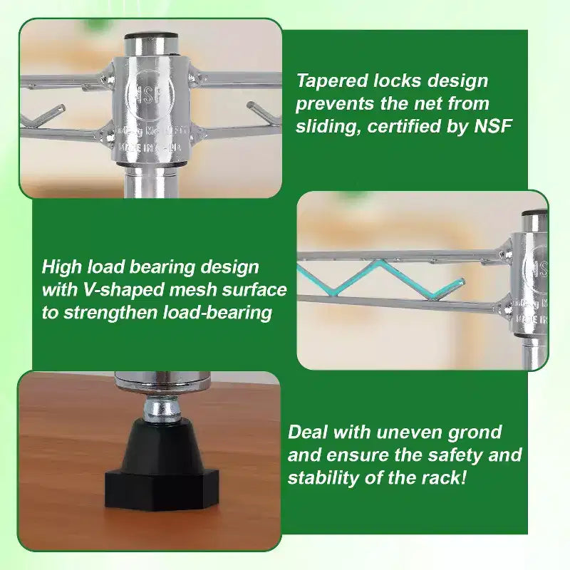 BestMassage Scaffale a 5 livelli Scaffale in filo metallico Unità scaffalatura robusta regolabile Certificato NSF