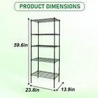 BestMassage Scaffale a 5 livelli Scaffale in filo metallico Unità scaffalatura robusta regolabile Certificato NSF