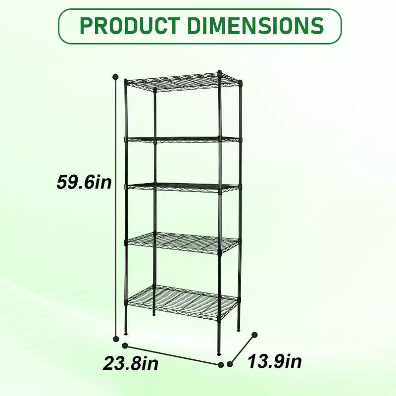 BestMassage Scaffale a 5 livelli Scaffale in filo metallico Unità scaffalatura robusta regolabile Certificato NSF