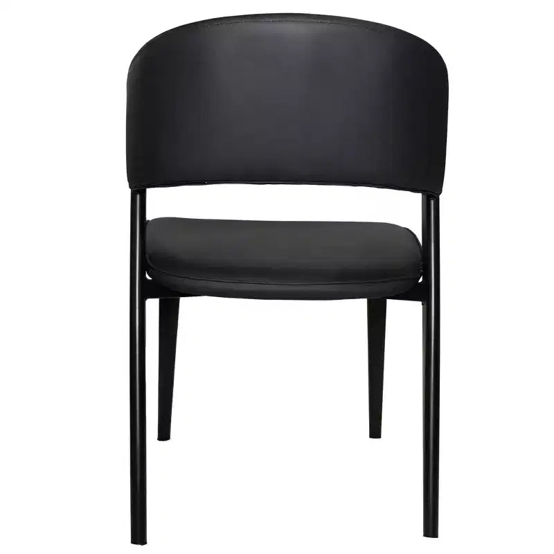 LeisureMod Aspen Series Sedie da pranzo imbottite set da 2 con sedili in pelle e telaio e gambe in ferro nero, moderne per cucina, sala da pranzo, caffè