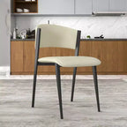 LeisureMod Aspen Series Sedie da pranzo imbottite set da 2 con sedili in pelle e telaio e gambe in ferro nero, moderne per cucina, sala da pranzo, caffè