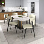 LeisureMod Aspen Series Sedie da pranzo imbottite set da 2 con sedili in pelle e telaio e gambe in ferro nero, moderne per cucina, sala da pranzo, caffè