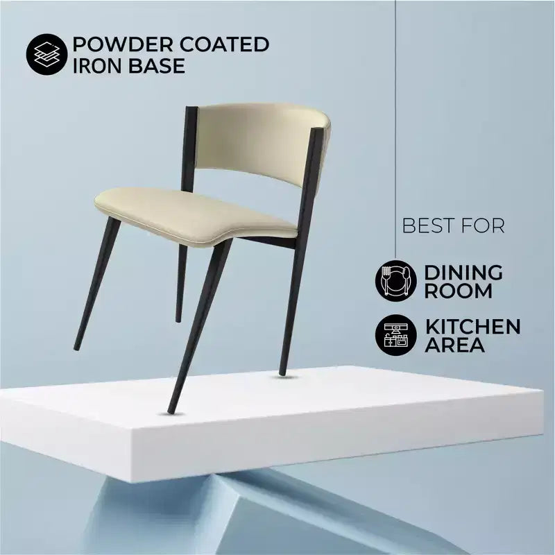 LeisureMod Aspen Series Sedie da pranzo imbottite set da 2 con sedili in pelle e telaio e gambe in ferro nero, moderne per cucina, sala da pranzo, caffè