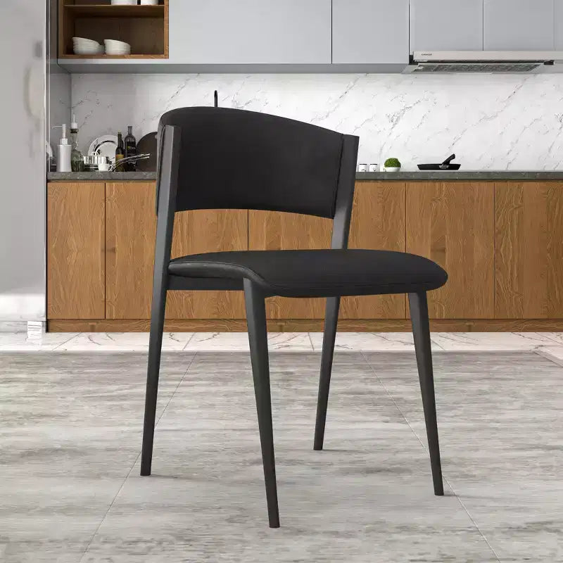 LeisureMod Aspen Series Sedie da pranzo imbottite set da 2 con sedili in pelle e telaio e gambe in ferro nero, moderne per cucina, sala da pranzo, caffè