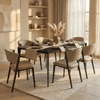 LeisureMod Aspen Series Sedie da pranzo imbottite set da 2 con sedili in pelle e telaio e gambe in ferro nero, moderne per cucina, sala da pranzo, caffè
