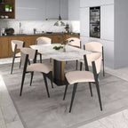 LeisureMod Aspen Series Sedie da pranzo imbottite set da 2 con sedili in pelle e telaio e gambe in ferro nero, moderne per cucina, sala da pranzo, caffè
