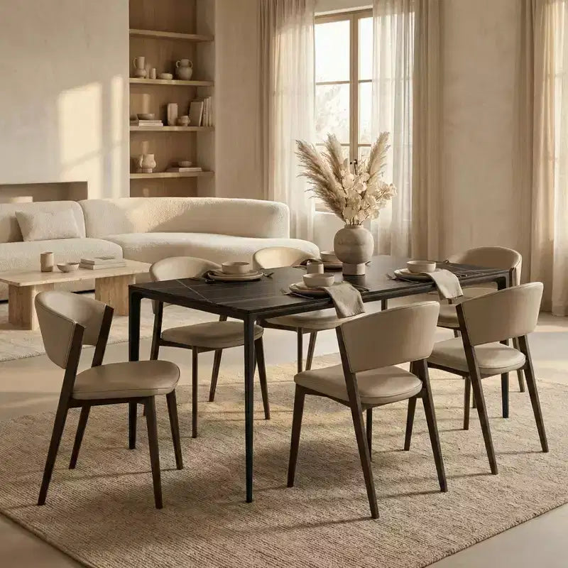 LeisureMod Aspen Series Sedie da pranzo imbottite set da 2 con sedili in pelle e telaio e gambe in ferro nero, moderne per cucina, sala da pranzo, caffè