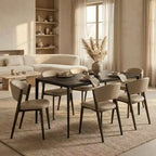 LeisureMod Aspen Series Sedie da pranzo imbottite set da 2 con sedili in pelle e telaio e gambe in ferro nero, moderne per cucina, sala da pranzo, caffè