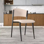 LeisureMod Aspen Series Sedie da pranzo imbottite set da 2 con sedili in pelle e telaio e gambe in ferro nero, moderne per cucina, sala da pranzo, caffè