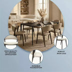 LeisureMod Aspen Series Sedie da pranzo imbottite set da 2 con sedili in pelle e telaio e gambe in ferro nero, moderne per cucina, sala da pranzo, caffè