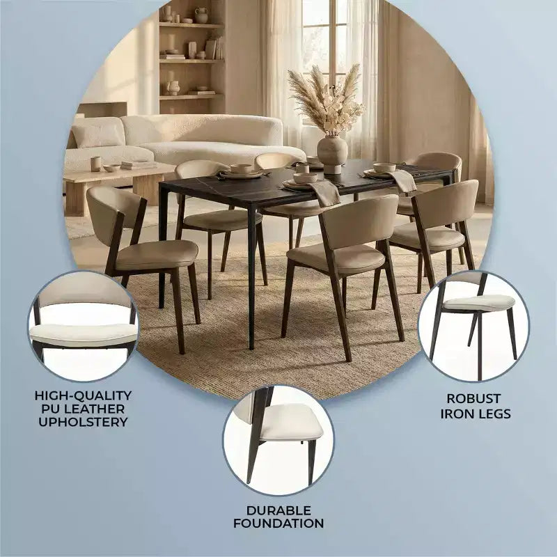 LeisureMod Aspen Series Sedie da pranzo imbottite set da 2 con sedili in pelle e telaio e gambe in ferro nero, moderne per cucina, sala da pranzo, caffè
