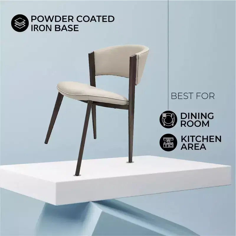 LeisureMod Aspen Series Sedie da pranzo imbottite set da 2 con sedili in pelle e telaio e gambe in ferro nero, moderne per cucina, sala da pranzo, caffè