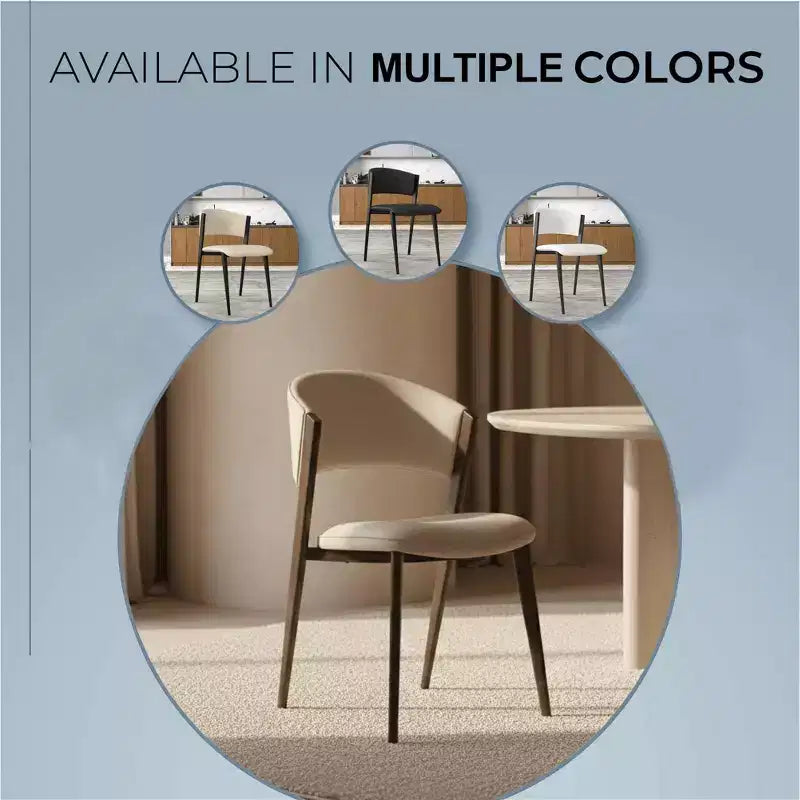 LeisureMod Aspen Series Sedie da pranzo imbottite set da 2 con sedili in pelle e telaio e gambe in ferro nero, moderne per cucina, sala da pranzo, caffè