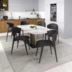 LeisureMod Aspen Series Sedie da pranzo imbottite set da 2 con sedili in pelle e telaio e gambe in ferro nero, moderne per cucina, sala da pranzo, caffè