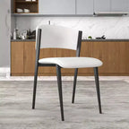 LeisureMod Aspen Series Sedie da pranzo imbottite set da 2 con sedili in pelle e telaio e gambe in ferro nero, moderne per cucina, sala da pranzo, caffè
