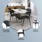 LeisureMod Aspen Series Sedie da pranzo imbottite set da 2 con sedili in pelle e telaio e gambe in ferro nero, moderne per cucina, sala da pranzo, caffè