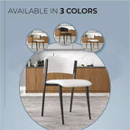 LeisureMod Aspen Series Sedie da pranzo imbottite set da 2 con sedili in pelle e telaio e gambe in ferro nero, moderne per cucina, sala da pranzo, caffè