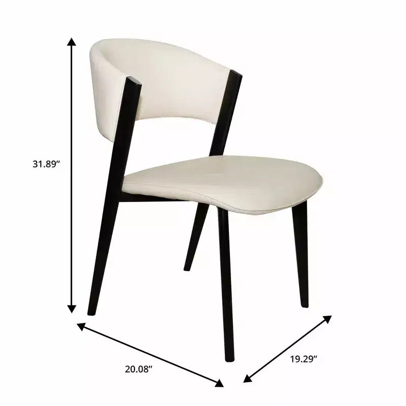 LeisureMod Aspen Series Sedie da pranzo imbottite set da 2 con sedili in pelle e telaio e gambe in ferro nero, moderne per cucina, sala da pranzo, caffè