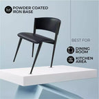 LeisureMod Aspen Series Sedie da pranzo imbottite set da 2 con sedili in pelle e telaio e gambe in ferro nero, moderne per cucina, sala da pranzo, caffè