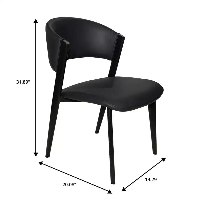 LeisureMod Aspen Series Sedie da pranzo imbottite set da 2 con sedili in pelle e telaio e gambe in ferro nero, moderne per cucina, sala da pranzo, caffè