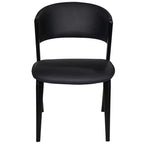 LeisureMod Aspen Series Sedie da pranzo imbottite set da 2 con sedili in pelle e telaio e gambe in ferro nero, moderne per cucina, sala da pranzo, caffè