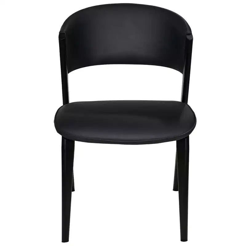 LeisureMod Aspen Series Sedie da pranzo imbottite set da 2 con sedili in pelle e telaio e gambe in ferro nero, moderne per cucina, sala da pranzo, caffè