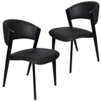 LeisureMod Aspen Series Upholstered Dining Chairs Set of 2  Leather Seats with Black Iron Frame and Legs, Modern Kitchen, Dining Room, Cafe Seating