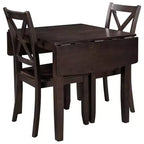 Set da pranzo ad angolo Whisen da 3 pezzi con tavolo in legno con alette a ribalta e 2 sedie con schienale a X
