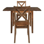Set da pranzo ad angolo Whisen da 3 pezzi con tavolo in legno con alette a ribalta e 2 sedie con schienale a X