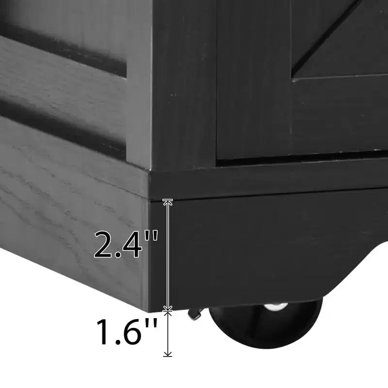 Carrello da Cucina in Legno Whisen Farmhouse con Anta a Ribalta, 2 Ante Scorrevoli Stile Fienile, Porta Asciugamani, Porta Spezie, 3 Cassetti
