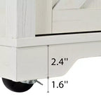 Carrello da Cucina in Legno Whisen Farmhouse con Anta a Ribalta, 2 Ante Scorrevoli Stile Fienile, Porta Asciugamani, Porta Spezie, 3 Cassetti