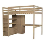 Letto a soppalco in legno a grandezza naturale con armadio, scrivania, mensole e cassetti incorporati - ModernLuxe