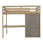Letto a soppalco in legno a grandezza naturale con armadio, scrivania, mensole e cassetti incorporati - ModernLuxe