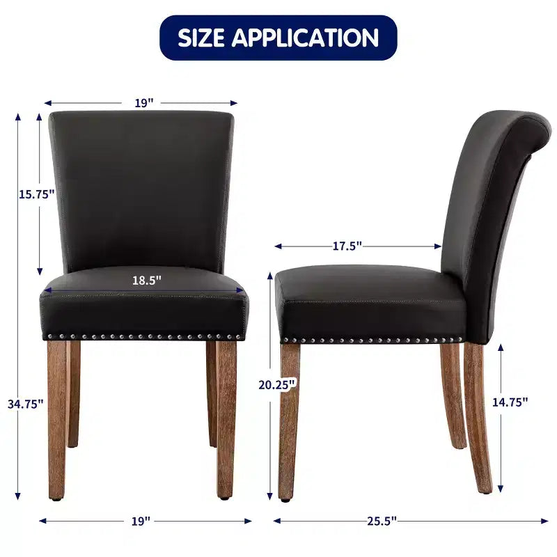 Subrtex Leather Anchor Sedie da pranzo per interni borchiate, set da 2, sedie moderne per la casa di metà secolo