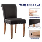 Subrtex Leather Anchor Sedie da pranzo per interni borchiate, set da 2, sedie moderne per la casa di metà secolo