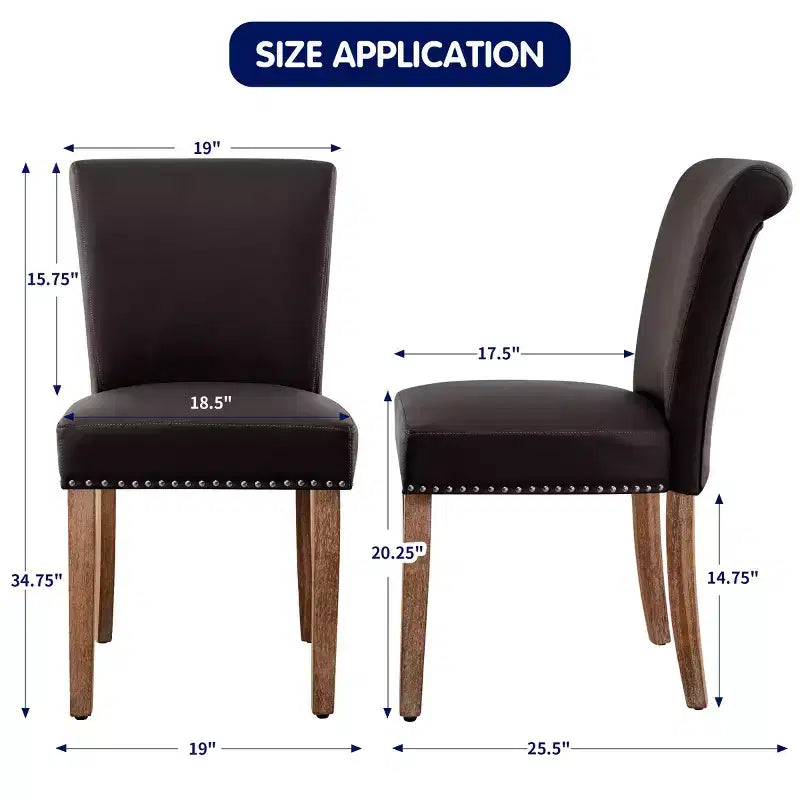 Subrtex Leather Anchor Sedie da pranzo per interni borchiate, set da 2, sedie moderne per la casa di metà secolo