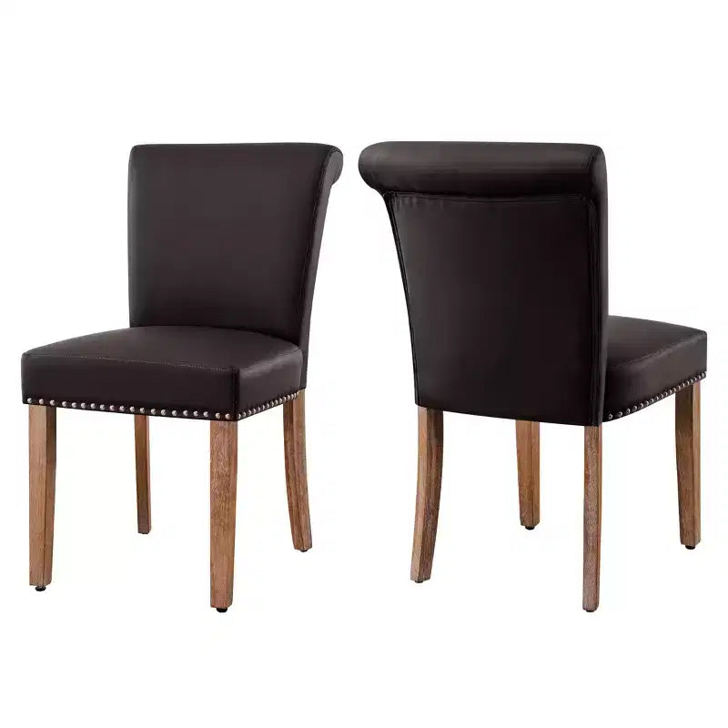 Subrtex Leather Anchor Sedie da pranzo per interni borchiate, set da 2, sedie moderne per la casa di metà secolo