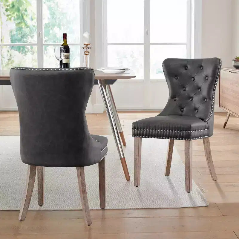 Subrtex Set di 2 Sedie da Pranzo per Interni Imbottite in Pelle con Bottoni a Capitonnè, Sedie Moderne Mid-Century per la Casa