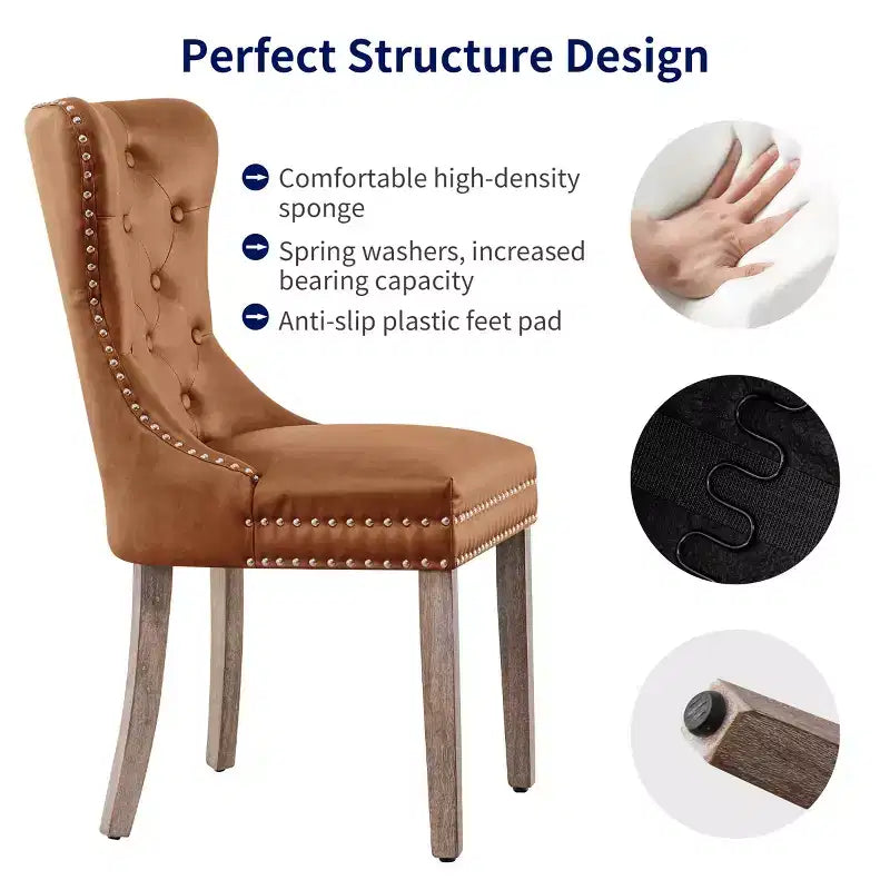 Subrtex Set di 2 Sedie da Pranzo per Interni Imbottite in Pelle con Bottoni a Capitonnè, Sedie Moderne Mid-Century per la Casa