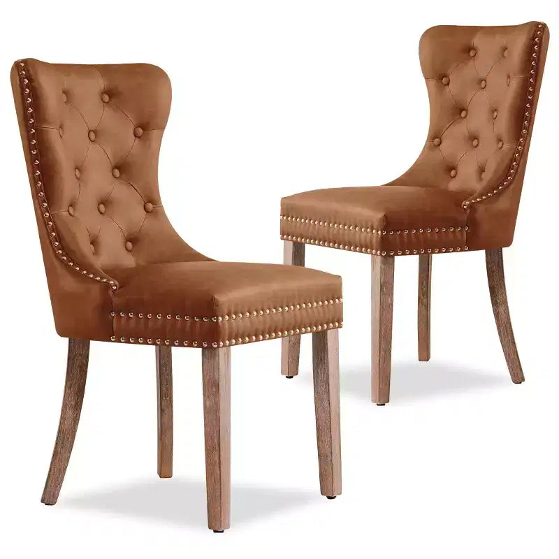 Subrtex Set di 2 Sedie da Pranzo per Interni Imbottite in Pelle con Bottoni a Capitonnè, Sedie Moderne Mid-Century per la Casa