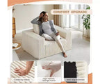 GDFStudio Valerie 62,5 D Poltrona a sacco oversize in velluto a coste, Poltrona lounge singola imbottita con pouf