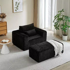GDFStudio Valerie 62,5 D Poltrona a sacco oversize in velluto a coste, Poltrona lounge singola imbottita con pouf