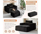 GDFStudio Valerie 62,5 D Poltrona a sacco oversize in velluto a coste, Poltrona lounge singola imbottita con pouf