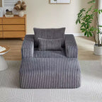 GDFStudio Valerie 62,5 D Poltrona a sacco oversize in velluto a coste, Poltrona lounge singola imbottita con pouf