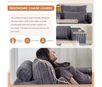 GDFStudio Valerie 62,5 D Poltrona a sacco oversize in velluto a coste, Poltrona lounge singola imbottita con pouf